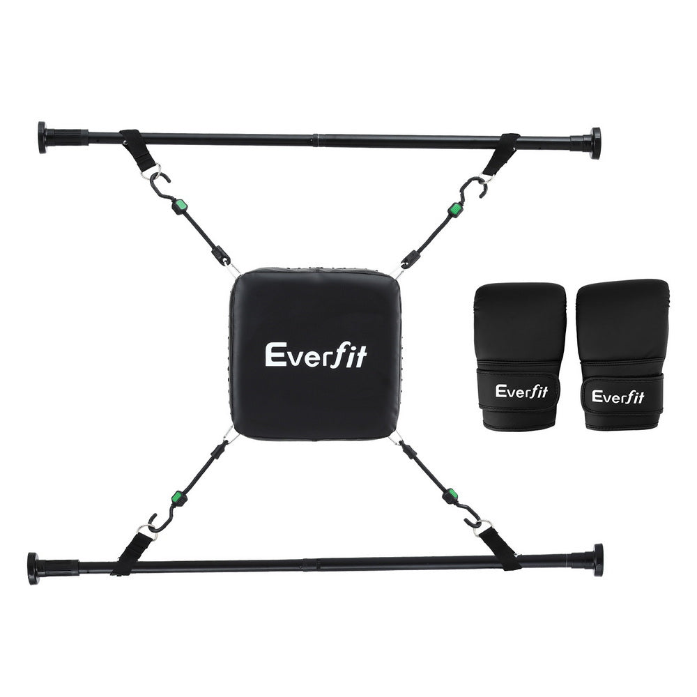 Everfit Doorway Punching Bag Adjustable Apartment Friendly with Boxing Gloves Black