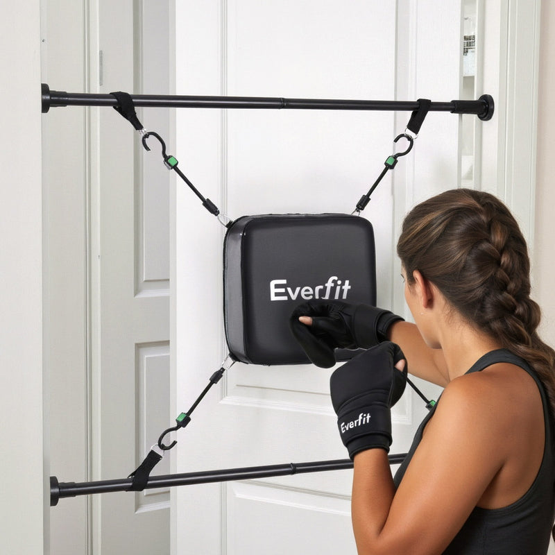 Everfit Doorway Punching Bag Adjustable Apartment Friendly with Boxing Gloves Black