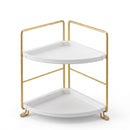 Artiss Bathroom Corner Shelf Countertop Organiser Vanity Storage Rack White Gold