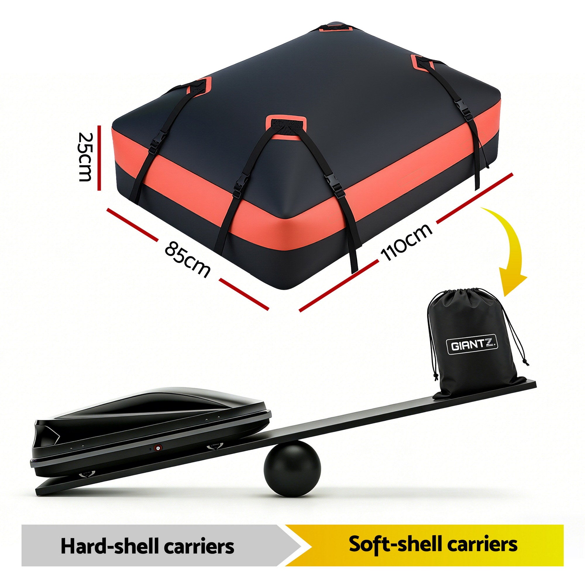 Giantz RoofTop Cargo Bag Car Luggage Carrier Universal 15 Cubic Ft