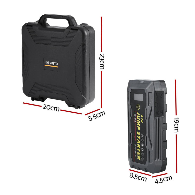 Giantz 2000A Portable Car Jump Starter 12V Lithium Battery Booster Pack Power Bank & Jumper Cables