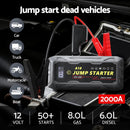 Giantz 2000A Portable Car Jump Starter 12V Lithium Battery Booster Pack Power Bank & Jumper Cables