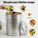 Gardeon Compost Bin Kitchen Countertop Food Waste Caddy 6L Silver