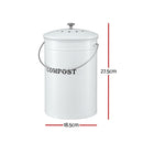 Gardeon Compost Bin Kitchen Compost Caddy Food Waste Bin Bench White