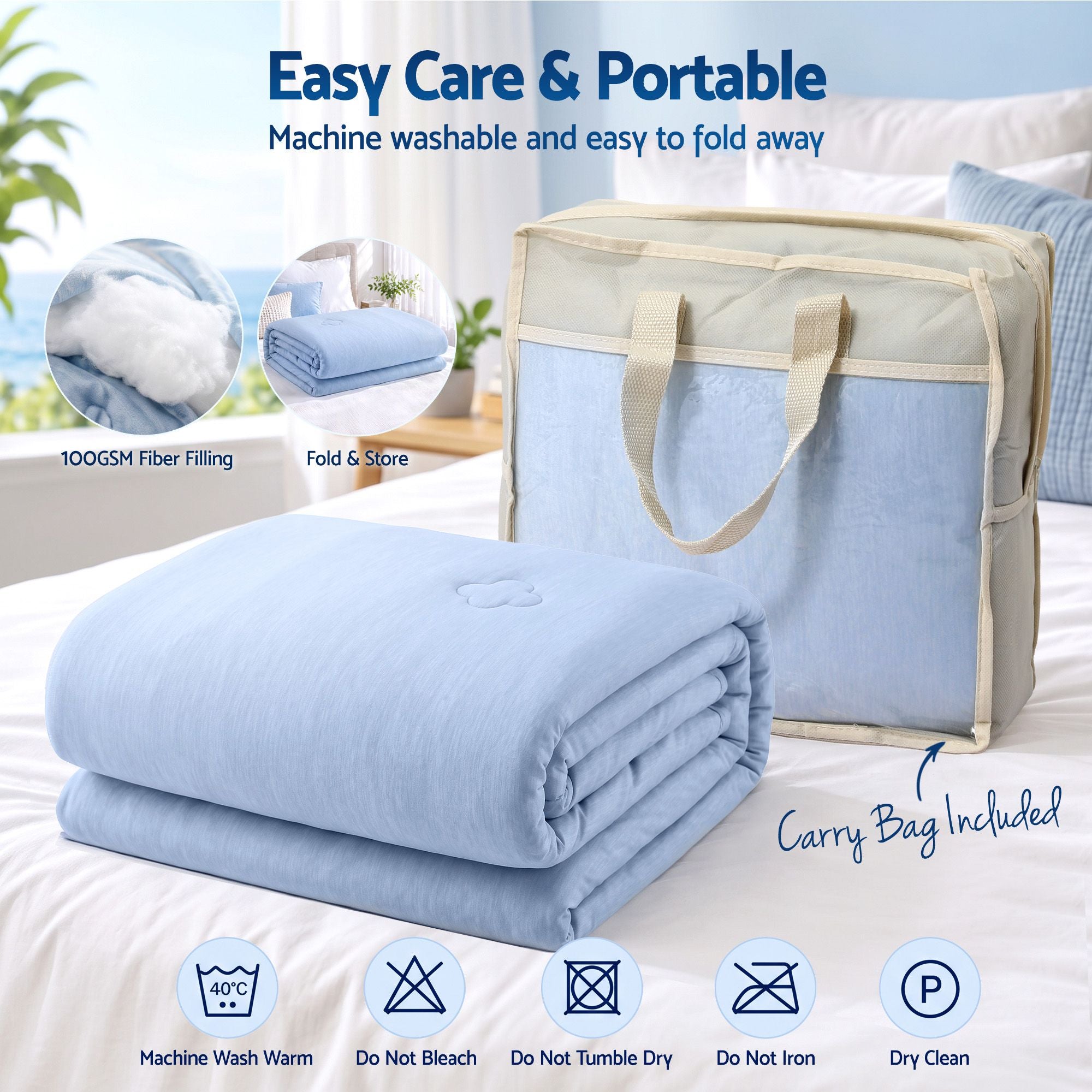 Giselle Cooling Blanket 210cm x 210cm Queen Summer Quilt Sleepers Double Sided