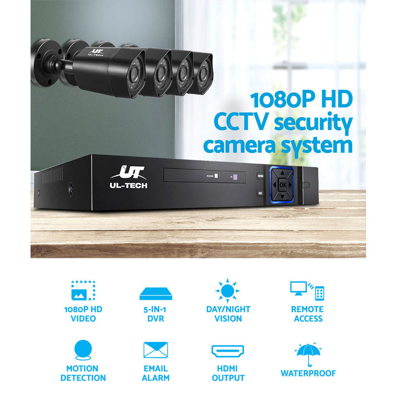 UL-tech CCTV Security System 8CH DVR 4 Cameras 1080p