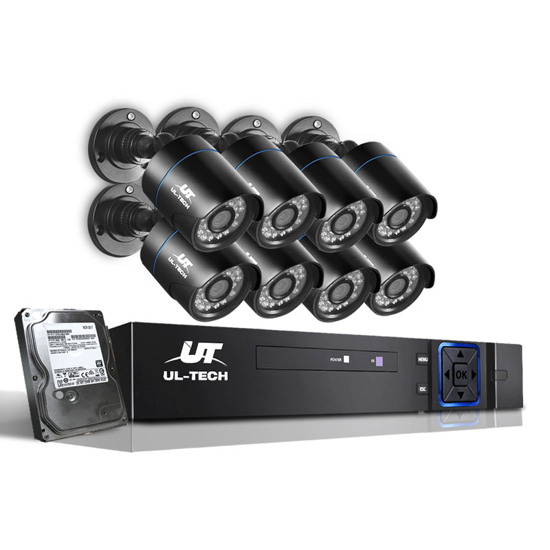 UL-tech CCTV Security System 8CH DVR 8 Cameras 2TB Hard Drive