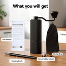 Devanti Manual Coffee Grinder with 24 Adjustable Settings | Hand Coffee Bean Burr Mill for Espresso French Press | Portable Stainless Steel Quiet Grinder with Storage Bag for Travel Camping, Black