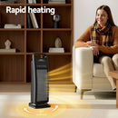 Devanti 2000W Ceramic Tower Heater Space Heaters Indoor Oscillating Black