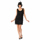Women’s 1920s Black Flapper Costume – Fringe Dress and Feather Headpiece Set