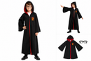 Children’s Wizard Robe and Glasses Set – Black Hooded Costume with Red Lining, Size 10–12 Years
