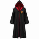 Adult Wizard Robe Costume – Black Hooded Fancy Dress Gown with Red Trim, One Size