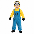Toddler Yellow and Blue Minion Character Costume – Plush Fancy Dress Outfit with Hood and Goggles
