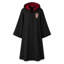Kids’ Wizard Robe Costume – Black Hooded Gown with Burgundy Lining