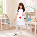Children’s Nurse Costume Set – White Dress, Apron and Headpiece