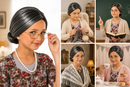 Grandma Costume Wig – Grey Black Bun Style Party Wig