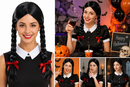 Black Braided Pigtail Party Wig with Red Bows