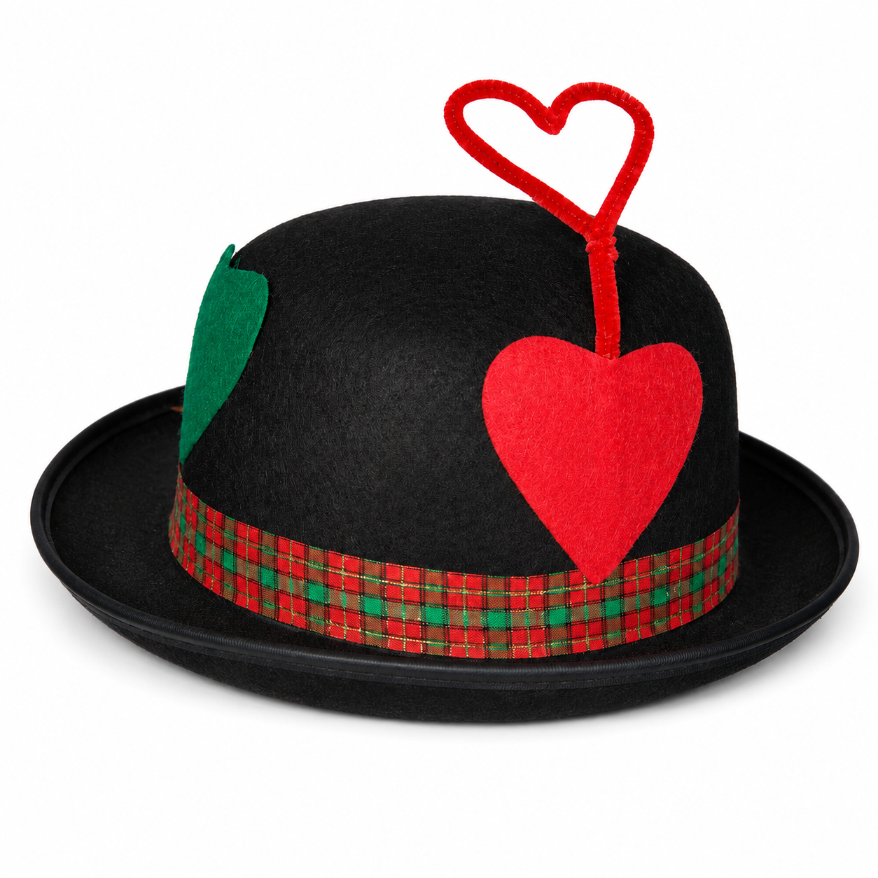 Valentine Heart Bowler Hat – Black Novelty Costume Party Accessory
