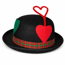 Valentine Heart Bowler Hat – Black Novelty Costume Party Accessory