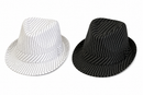 Black or White Pinstripe Fedora Hat – Classic Gangster Costume Party Accessory