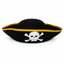 Black Pirate Tricorn Hat with Gold Trim – Skull and Crossbones Costume Accessory