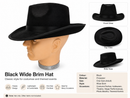 Black Wide Brim Costume Hat – Classic Adult Fancy Dress Party Accessory