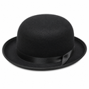 Black Bowler Hat with Satin Ribbon – Adult Fancy Dress Costume Accessory