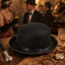 Black Bowler Hat with Satin Ribbon – Adult Fancy Dress Costume Accessory