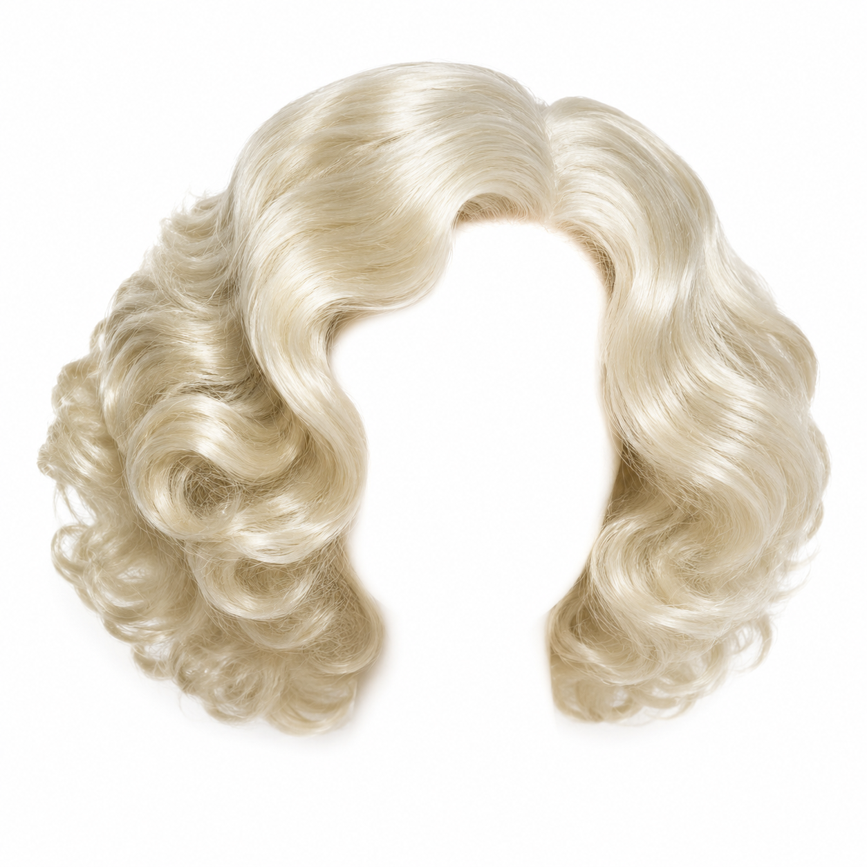 Platinum Blonde Curly Party Wig – Retro Costume Hairpiece