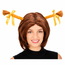 Brown Party Wig with Yellow Ribbon Antennae