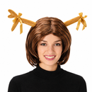 Brown Party Wig with Yellow Ribbon Antennae