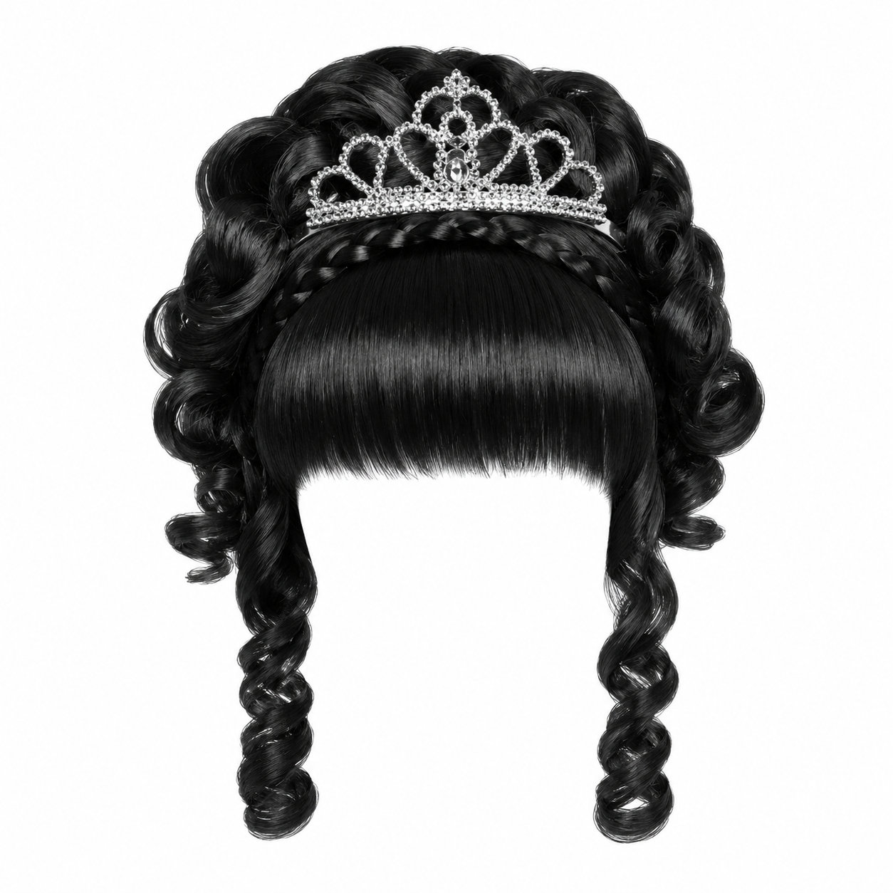 Kids Princess Wig with Tiara – Blonde or Black