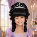 Kids Princess Wig with Tiara – Blonde or Black