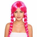 Pink Braided Party Wig – Long Pigtail Costume Wig