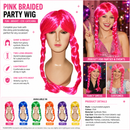 Pink Braided Party Wig – Long Pigtail Costume Wig