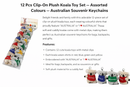 12‑Pack Koala Clip‑On Plush Toys – Assorted Colours – Australia Souvenir Gifts
