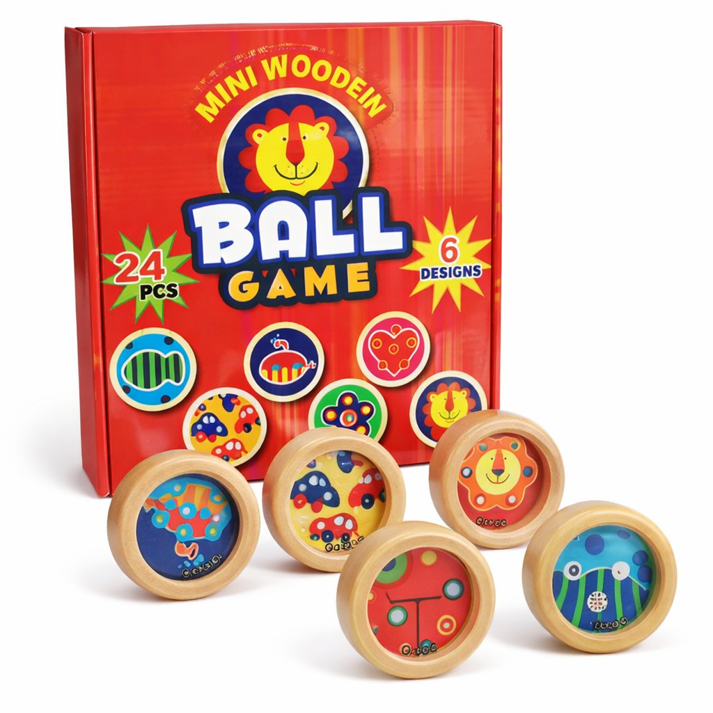 6x Mini Wooden Ball Maze Game – Handheld Skill Toy for Kids & Adults