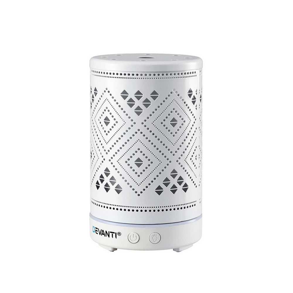Devanti Ultrasonic Aroma Diffuser Aromatherapy 100ml LED Lights Iron Humidifier Forest