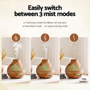 Devanti Ultrasonic Aroma Diffuser Aromatherapy 400ml LED Lights Iron Humidifier Forest Light wood grain