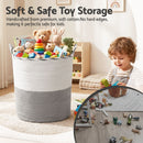 Artiss Woven Laundry Basket with handles Foldable White & Grey