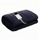 Giselle Electric Throw Rug Double Size 200x180cm Coral Fleece Heated Blanket Charcoal