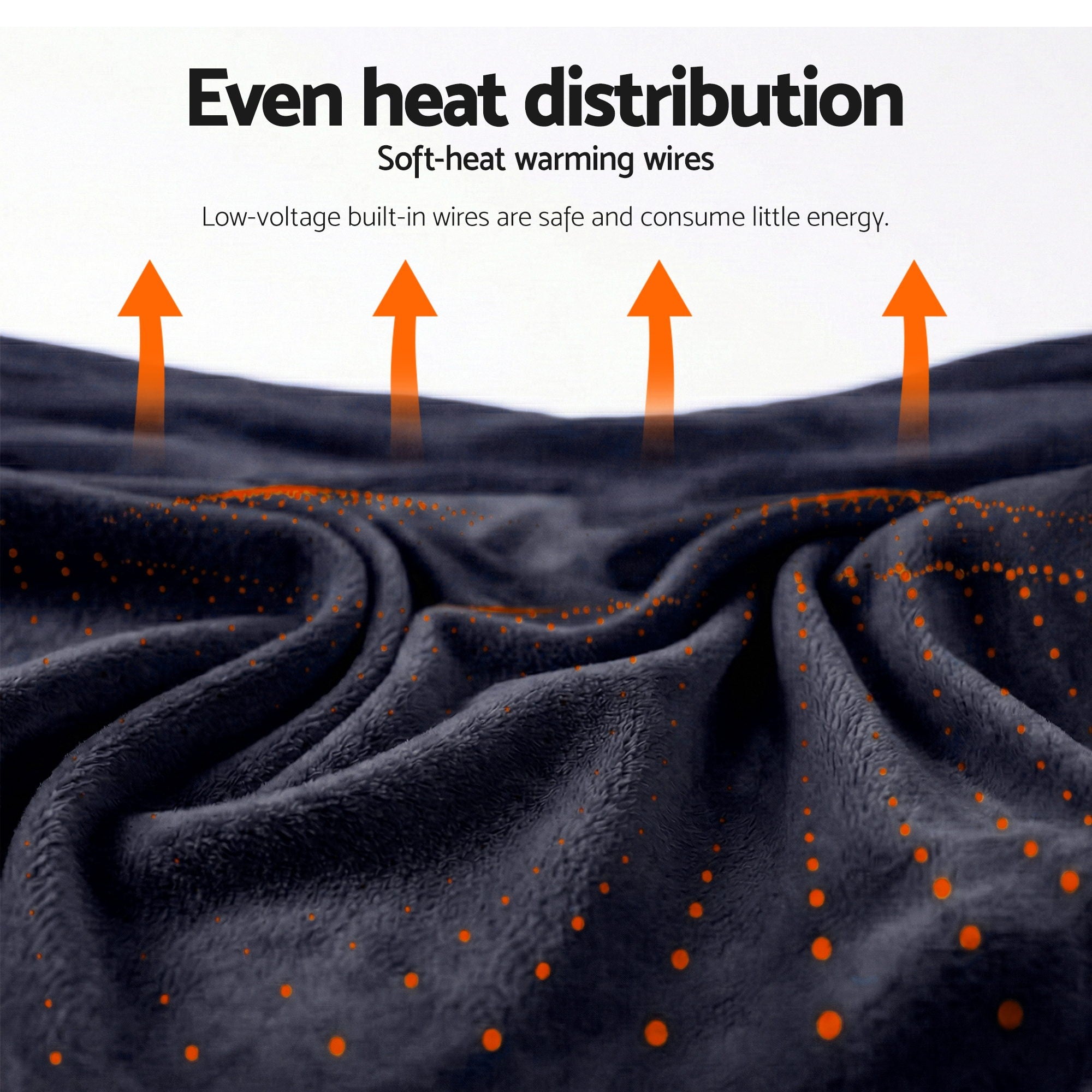 Giselle Electric Throw Rug Double Size 200x180cm Coral Fleece Heated Blanket Charcoal