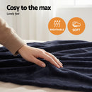 Giselle Electric Throw Rug Double Size 200x180cm Coral Fleece Heated Blanket Charcoal