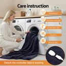 Giselle Electric Throw Rug Double Size 200x180cm Coral Fleece Heated Blanket Charcoal
