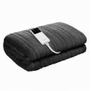 Giselle Electric Throw Rug Double Size 200x180cm Coral Fleece Heated Blanket Grey