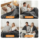 Giselle Electric Throw Rug Double Size 200x180cm Coral Fleece Heated Blanket Grey