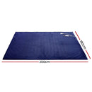 Giselle Electric Throw Rug Double Size 200x180cm Coral Fleece Heated Blanket Navy Blue