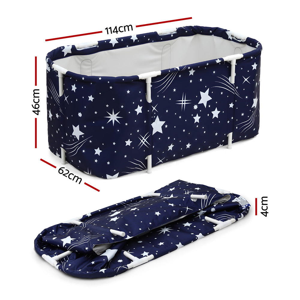 Weisshorn Foldable Bathtub PVC SPA Bucket Inflatable Cushion 114x62cm Star Navy