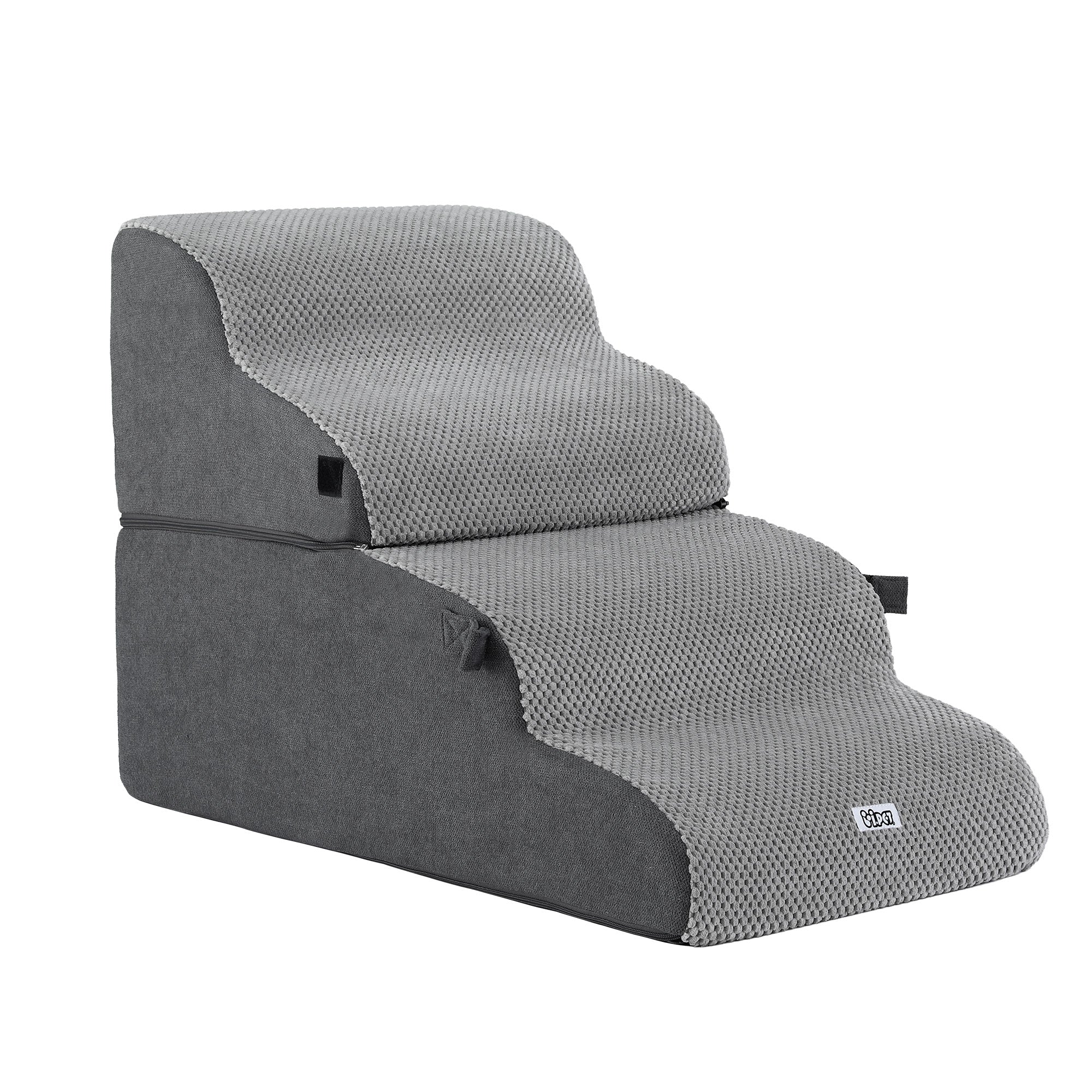 i.Pet Dog Stairs and Bed 2-in-1 Sofa Car Foam Non-Slip Washable Pet Stairs Indoor Grey