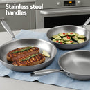 5-star Chef Frying Pan Stainless Steel Uncoated Twin Frypan Set 25/30cm Silver